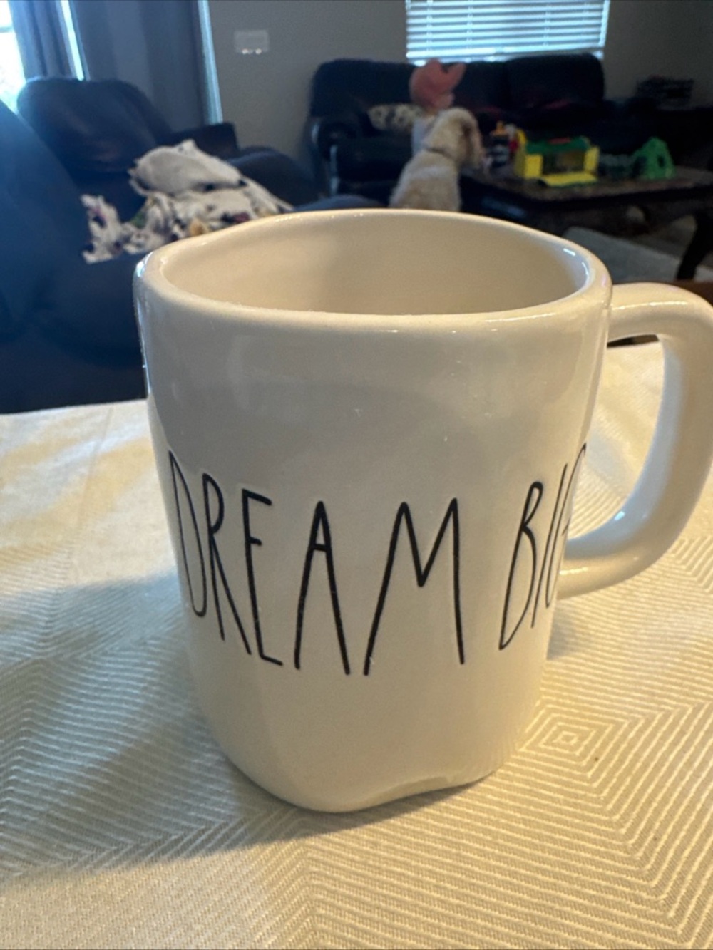 White Dream Big Ceramic Coffee Mug - Stylish Everyday Cup